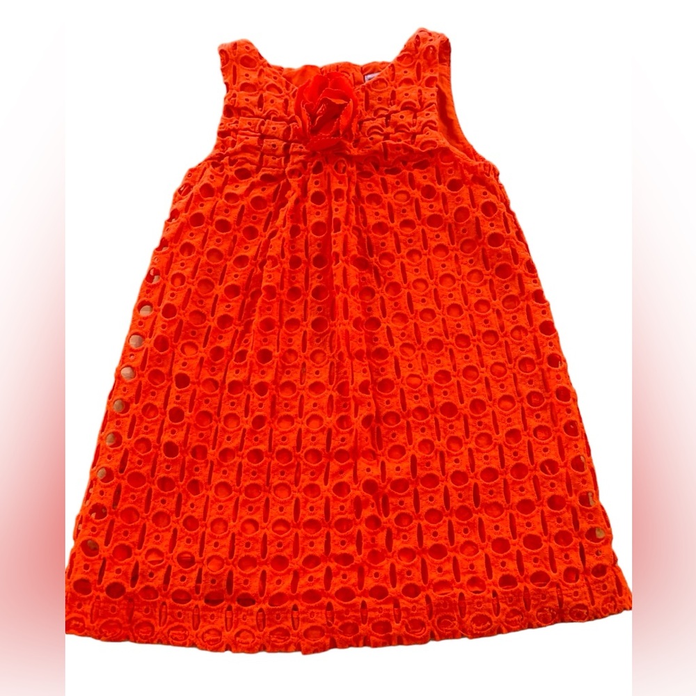 Sz 3 Janie and Jack Girls Orange Greece Getaway Eyelet Dress